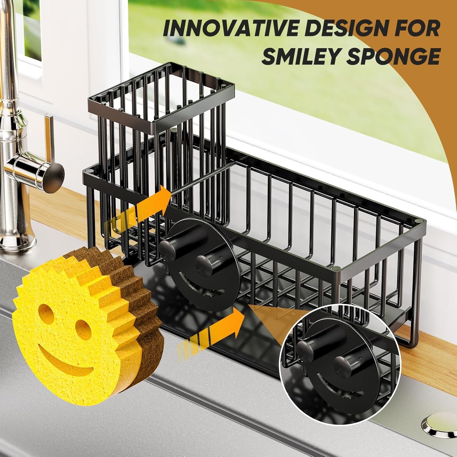 sponge-holder-for-kitchen-sink-smiley-face-sink-caddy-with-removable-brush-holder-self-draining-sponge-caddy-for-sponge-soap-dish-brush-scrubber-kitchen-essentials-and-gadgets
