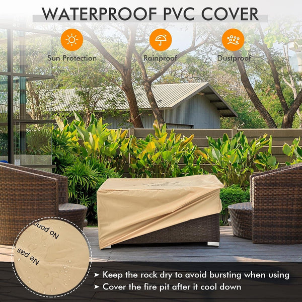 8 Piece Outdoor Wicker Sofa Set, Patio Rattan Conversation Set W/32” Propane Fire Pit Table & Tank Holder, 40,000 BTU Heat Output, Cozy Seat & Back Cushions, Fire Pit PVC Cover (Turquoise)9