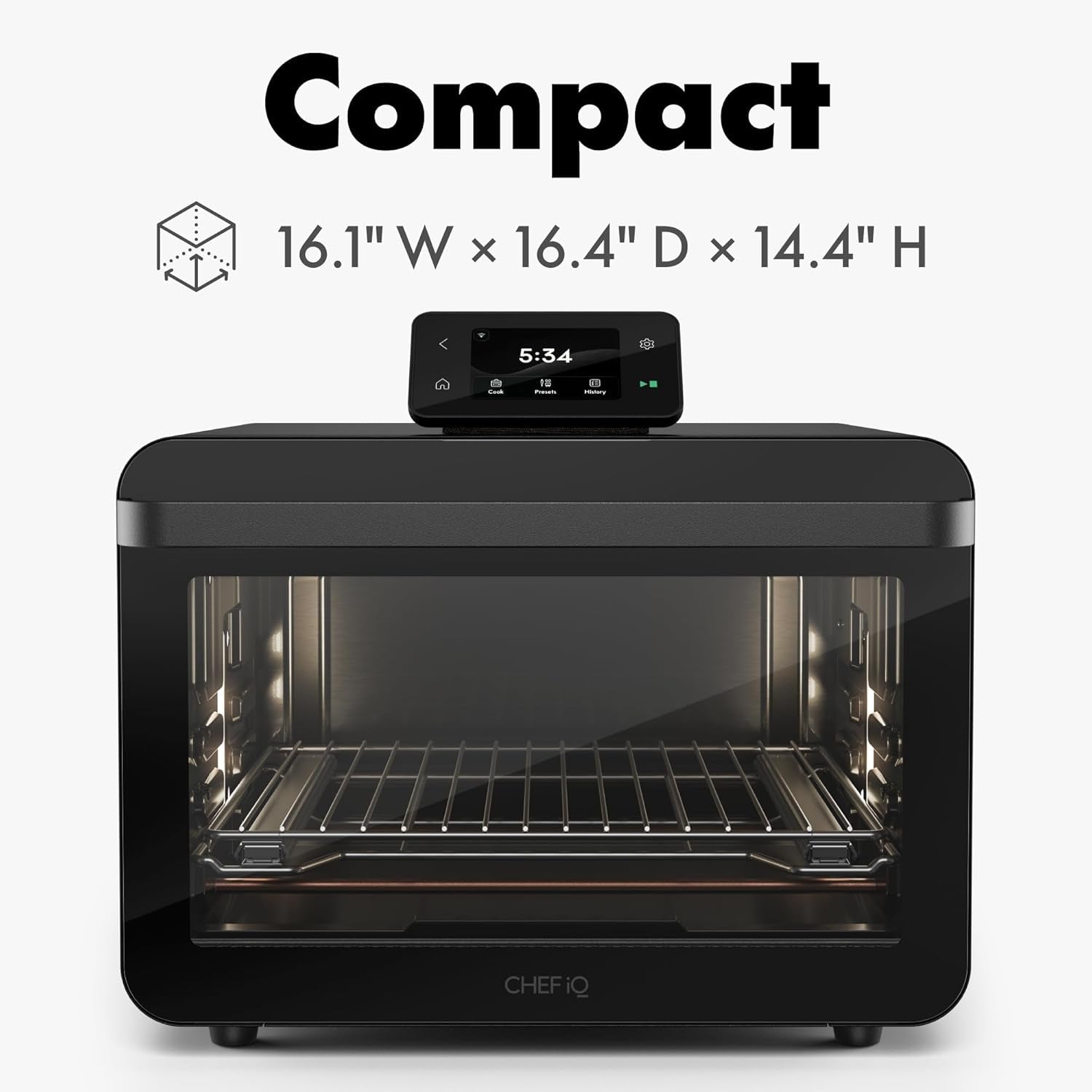 chef-iq-minioven-smart-toaster-oven-air-fryer-combo-11-in-1-countertop-convection-oven-bake-broil-air-fry-broil-dehydrate-1750w-25-qt-capacity-fast-cooking-with-touchscreen-controls-black