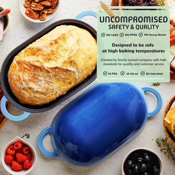 The Original Breadbaking Dutch Oven. 2 Qt Covered Cast Iron Yeast and Sourdough Baker. Non-Toxic Oven-Safe to 500 F [Casserole Only]3