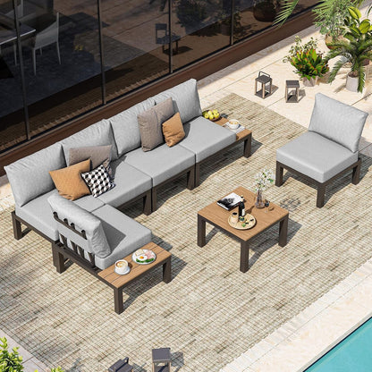 Aluminum Modular Outdoor Patio Furniture Set, Lounge Sectional with Table1