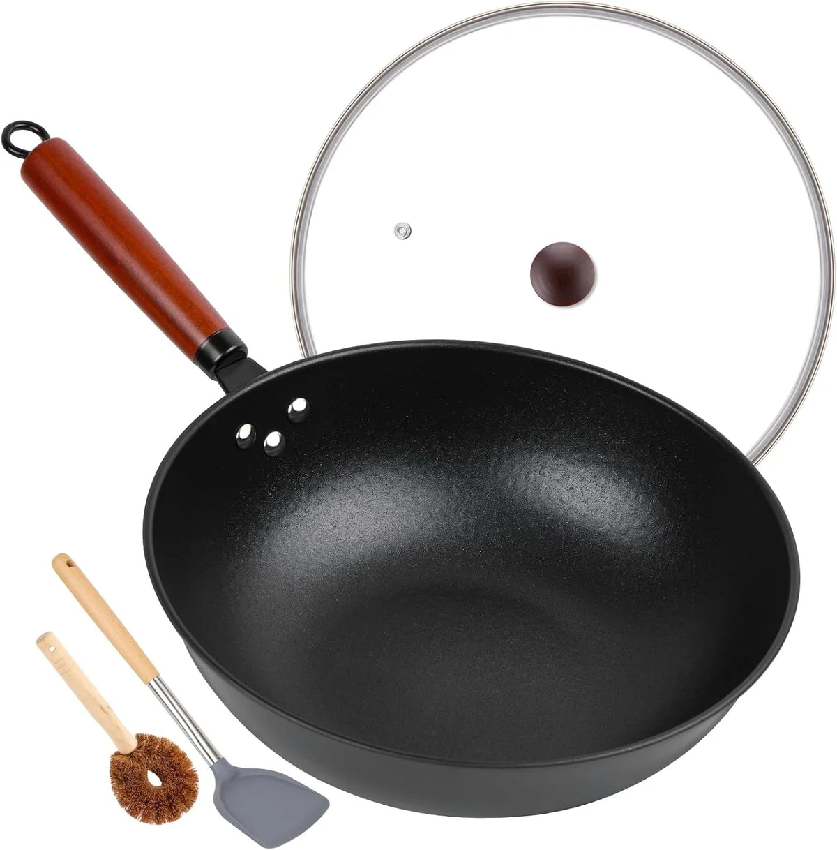 wok-13-carbon-steel-woks-stir-fry-pans-nonstick-with-glass-lid-pre-seasoned-flat-bottom-chinese-wok-for-electric-induction-gas-all-stoves