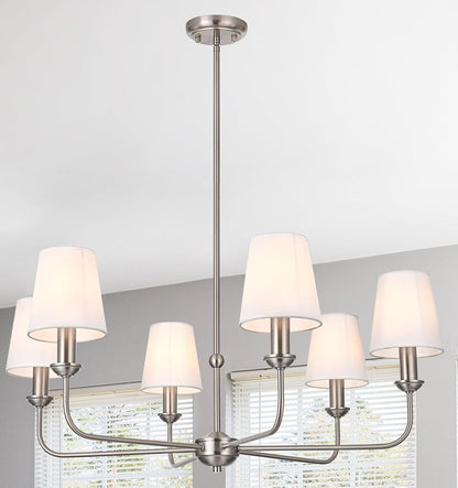 6-Light Modern Chandeliers with Linen Fabric Shades E12 Base1