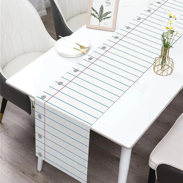 Composition Notebook Paper Table Runner Teacher Appreciation Week Welcome Back to School Party Decoration Classroom Dining Room Home Kitchen Table Decor (13" X 72")2