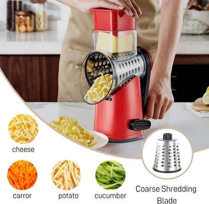 4 in 1 Large Rotary Cheese Grater Hand Crank (Red Black 4 Graters)5