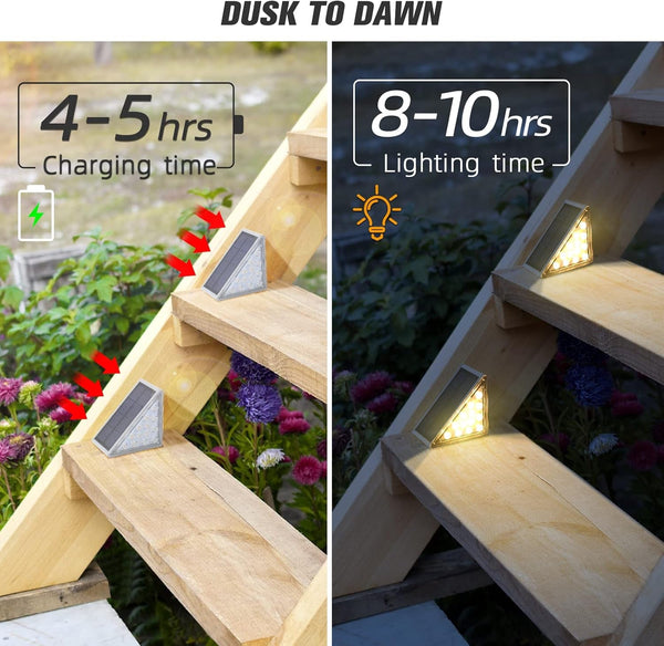 Solar Step Lights,6 Pack Warm White Solar Stair Lights Outdoor Waterproof IP67 Auto on Off,Solar Lights for Steps,Stair,Patio,Yard,Porch,Front Door,Sidewalk,Deck Decor2