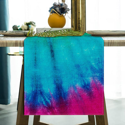 Linen Tie Dye Table Runner Hippie Table Decoration and Supply for Home Kitchen Dinning Room (13" X 72")4
