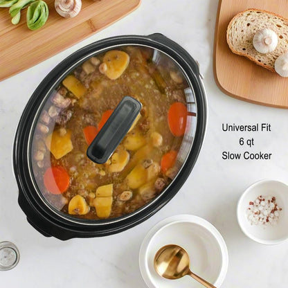 Oval Glass Lid for 6 Qt Slow Cooker, Compatible with Crock Pot Hamilton Beach Black Decker and Most of Brand in Market 6 Quart Slow Cooker6