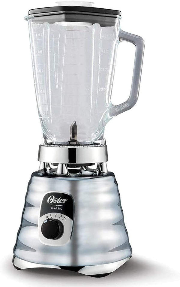 Oster Original 3 Speed Chrome Blender, 6 Times More Durable Motor, 10 Times Stronger, 5 Cup Glass Jar2