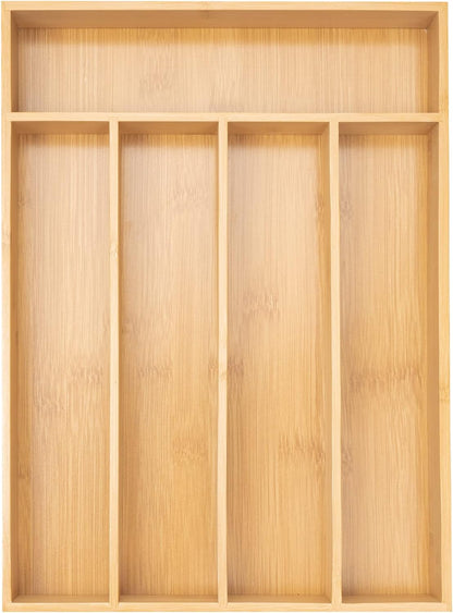 Silverware Organizer Kitchen Drawer Organizer Utensil Organizer Bamboo Silverware Holder Cutlery Organizer in Drawer Flatware Organizer Tray(5 Slots, Natural1