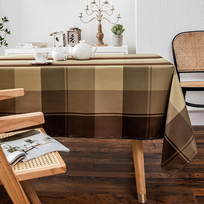 Rectangle Plaid Check Tablecloth Spill Proof Water Wrinkle Resistant Checkered Table Cover Party Holiday Outdoor Tabletop Decoration Kitchen Dining Room, 60" X 102", Taupe1