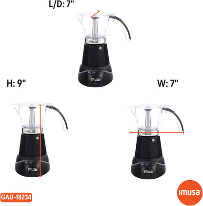 6 or 3 Cup Electric Espresso Maker with Cool-Touch Handle, Black | Bare Cast Aluminum Finish, Detachable Cool-Touch Base, Ideal for Cuban Coffee, Perfect for Entertaining8