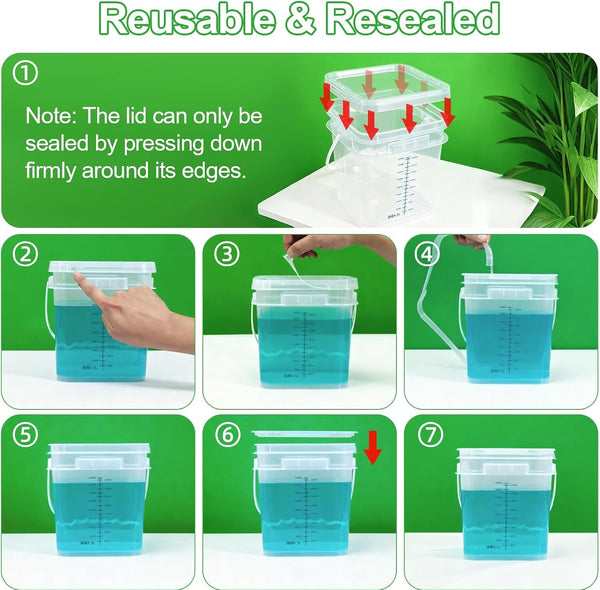 1 Gallon Food Storage Buckets with Lids, 3300Ml Scale, 2-Pack7