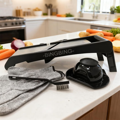 Mandoline Slicer for Kitchen, 7-In-1 Adjustable Vegetable Slicer | Stainless Steel Food Slicer, Adjustable Blade, Slices, Julienne, Waffle and French Fries Cut, Includes Gloves and Brush8