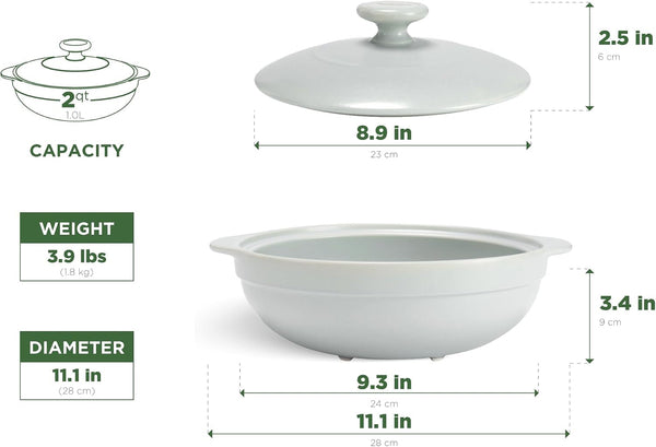 MINH LONG 2-Qt Porcelain Dutch Oven with Lid – Lead & Cadmium Free, Oven Safe to 482°F, Heat Retention, Clay Pot for Cooking on Gas & Infrared Cooktop, Use to Marinate, Cook, Bake, Refrigerate & Serve7