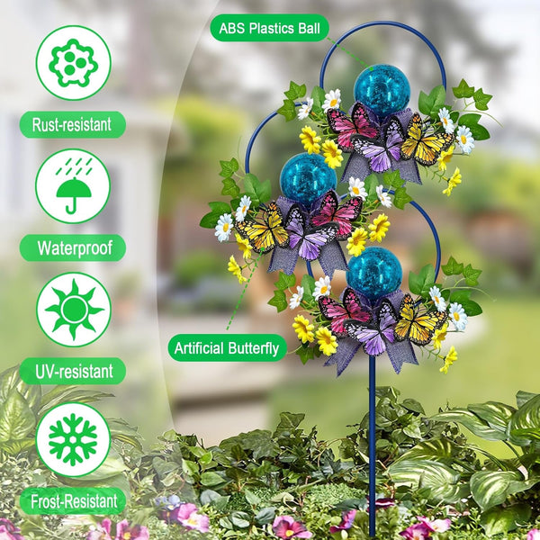 Solar Lights Outdoor Garden Stakes,Butterfly & Flower LED Colorful Lights2