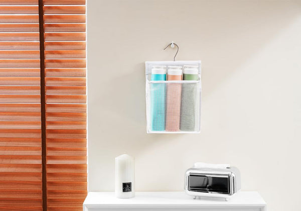 Hanging Mesh Shower Caddy Organizer Bathroom Storage Bag with Hooks for College Dorm, Gym, Swimming,Rv and Travel,White6