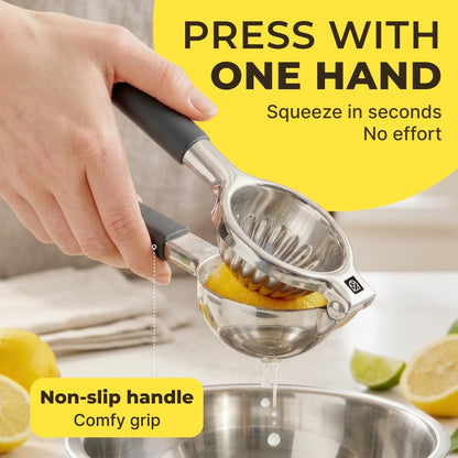 Large Lemon Squeezer Stainless Steel Press - Non-Slip Grip, Heavy Duty, Manual Design - Effortless Pro-Grade Lemon, Lime, Orange, and Citrus Fruit Hand Held Lemon Juicer Squeezer - No Seeds, Max Juice3
