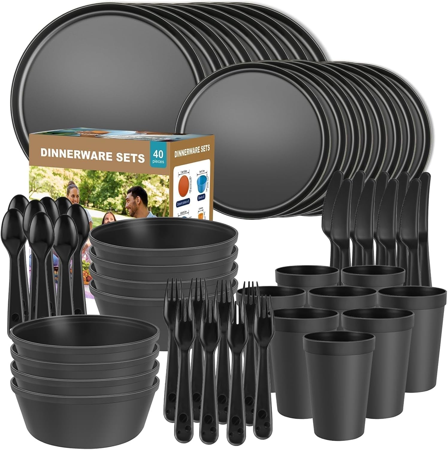 40-piece-plastic-dinnerware-set-for-8-with-cutlery-unbreakable-plates-and-bowls-set-dishwasher-microwave-safe-reusable-dish-set-for-camping-rv-outdoor-kitchen-apartment-dining-black