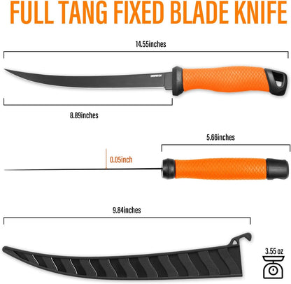 Salmon Fillet Knife 8.9 Inch - Razor Sharp Flexible Blade for Fish & Meat, PP Golf Grip Handle with Protective Sheath2