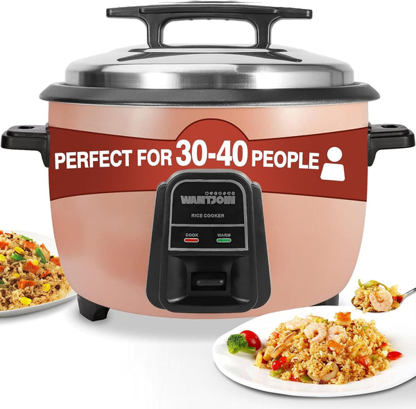 Rice Cooker Stainless Rice Cooker & Warmer Commercial Rice Cooker for Party and Family(10L Capacity for 4.2L Rice,42Cups) Brown1