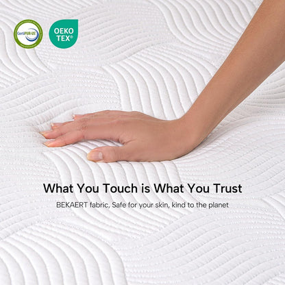 3 Inch Gel Memory Foam Mattress Topper, Dual-Layer Cooling Bed Topper with Bekaert Fabric Cover, Wave-Textured Pressure Relief for Back Pain, Non-Slip Design, Certipur-Us & Oeko-Tex (Queen)5
