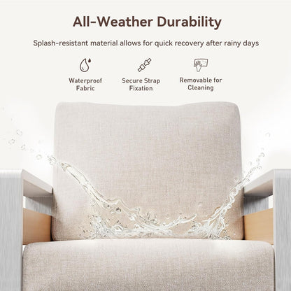 Aluminum Patio Furniture Set, 7 Seats Luxury Metal Patio Conversation Sets with Coffee Table, Thick Cushions and Waterproof Cover, Sectional Outdoor Furniture Set for Backyard/Poolside, Beige6