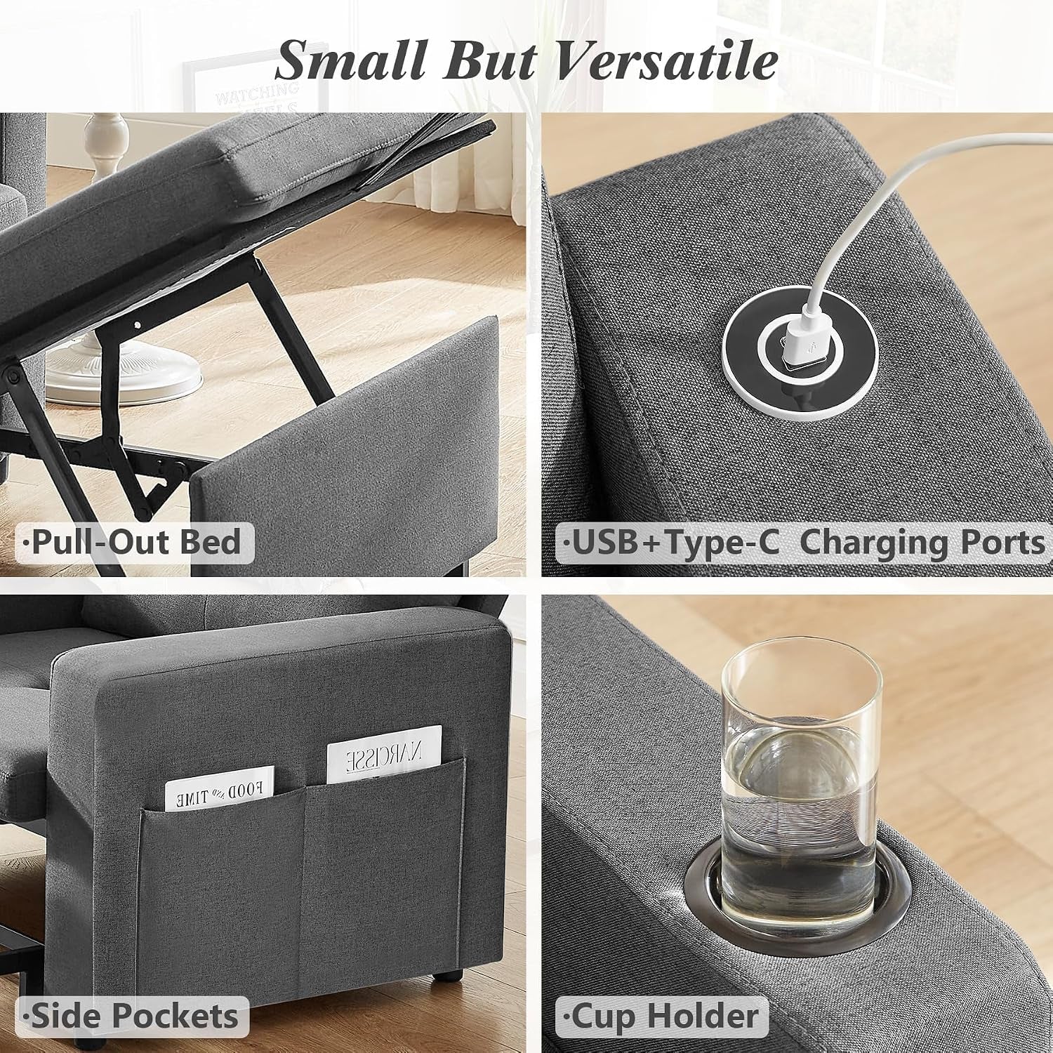 42-5-sleeper-chair-bed-3-in-1-convertible-reclining-sofa-chair-with-pull-out-couch-bed-adjustable-backrest-side-pockets-cup-holder-usb-ports-wing-table-premium-dark-gray