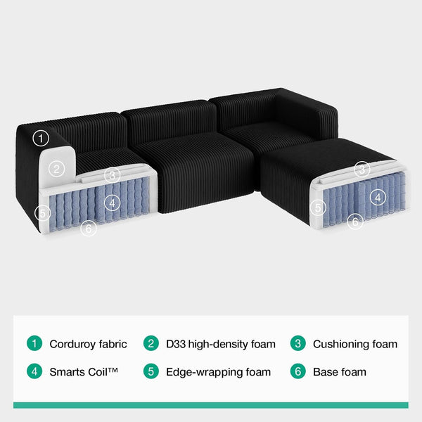 141" Modular Sectional Sofa, L Shape Plush Sectional Couch, Modern Cloud Design with Smarts Coil® Support, Boneless Sectional Couch for Large Living Room Apartment, No Assembly Required8