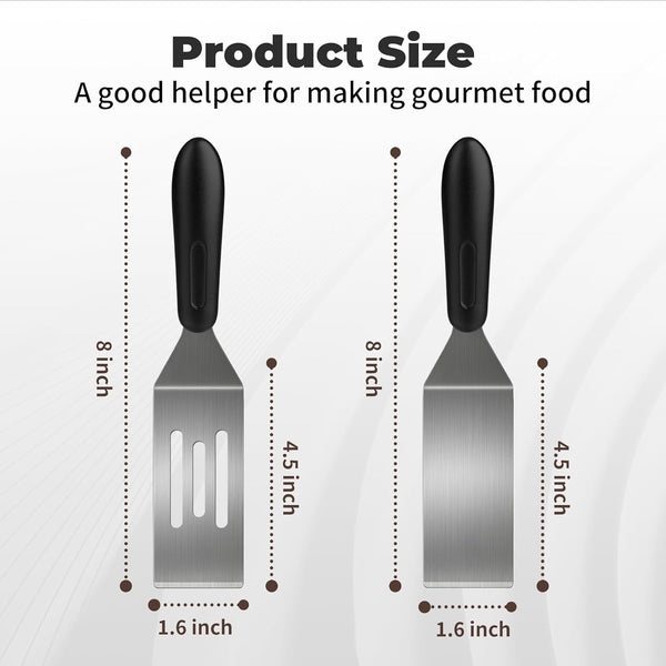 Stainless Steel Mini Spatula (2Pc),Small Turners for Cake Brownies Pancakes2
