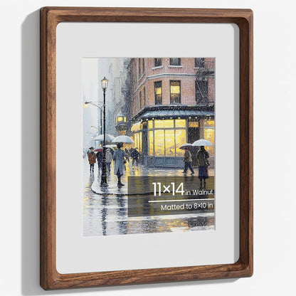 11X14 Picture Frame, Walnut Wooden Picture Frames for Wall Matted 8X101