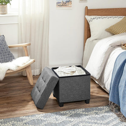 SONGMICS Storage Ottoman, Small Ottoman Foot Rest with Legs, 15 X 15 X 15.7 Inches Foot Stool, Load up to 660 Lb, for Living Room, Bedroom, Dorm, Dark Gray ULSF14GYZ4
