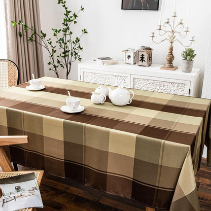 Rectangle Plaid Check Tablecloth Spill Proof Water Wrinkle Resistant Checkered Table Cover Party Holiday Outdoor Tabletop Decoration Kitchen Dining Room, 60" X 102", Taupe6