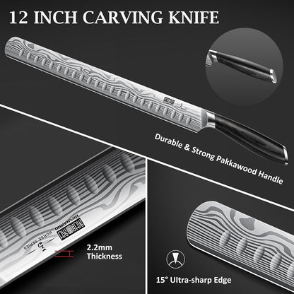 12 Inch Slicing Kinfe, Razor Sharp Brisket Knife, Pakkawood Handle4