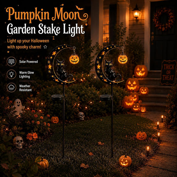 Solar Halloween Black Cat Pumpkin Moon Garden Stake Light7