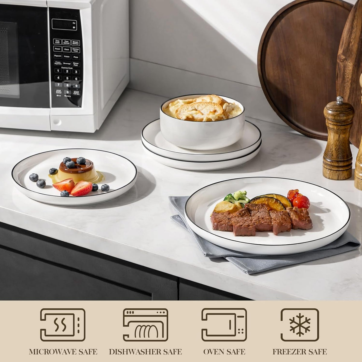plates-and-bowls-sets-12-pieces-modern-porcelain-dinnerware-set-for-4-white-kitchen-dinner-dining-ware-set-wtih-black-rim-ceramic-dishware-dishes-microwave-and-dishwasher-safe-series-luna