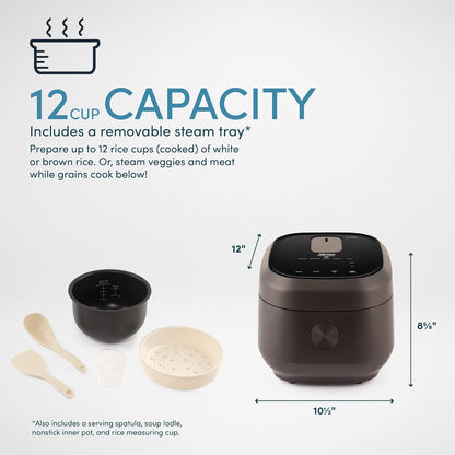 Housewares Professional 12-Cups (Cooked) / 3Qt. 360° Induction Rice Cooker & Multicooker (ARC-7606B), Black, 12 Cup3