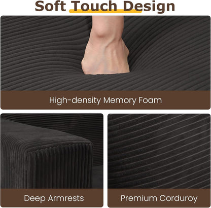 Convertible Sofa Bed, Boneless Loveseat Folding Couch Bed Foldable - 3 in 1 Small Ccouch & Futon Sofa Bed, Corduroy Pull Out Couch with 4 Pillows for Living Room, Black4