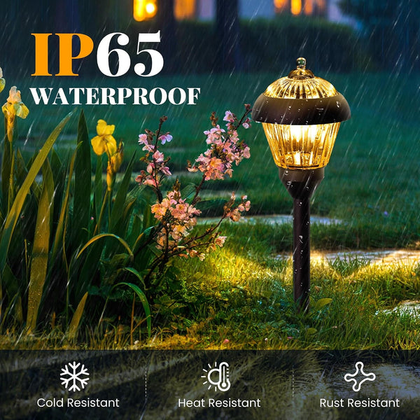 Solar Pathway Lights, Glass & Metal Bronze Design 2 Brightness Modes5