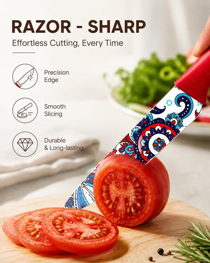 Paisley Pattern Knife Set with Cover2