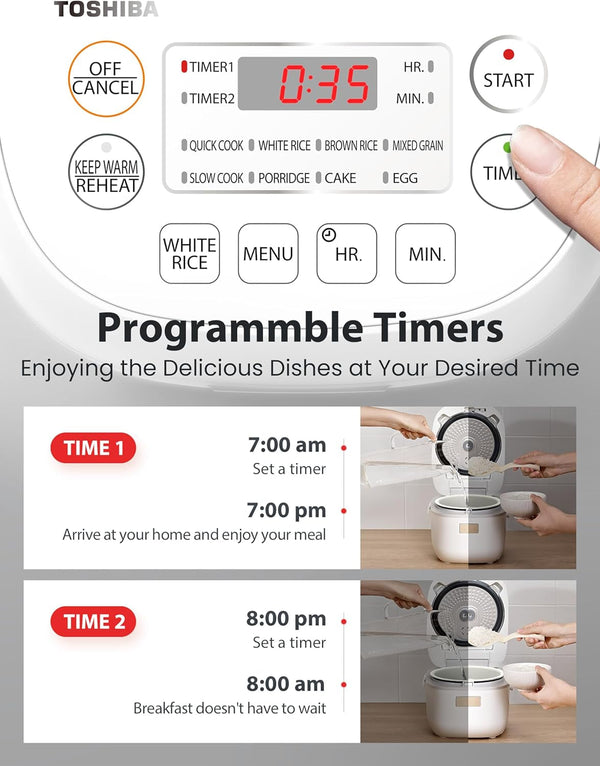 Mini Rice Cooker, 3 Cups Uncooked, for 1-3 People, Steamer and Warmer, Fuzzy Logic, One-Touch Cooking, 24-Hour Delay Timer, Auto Keep Warm, White7