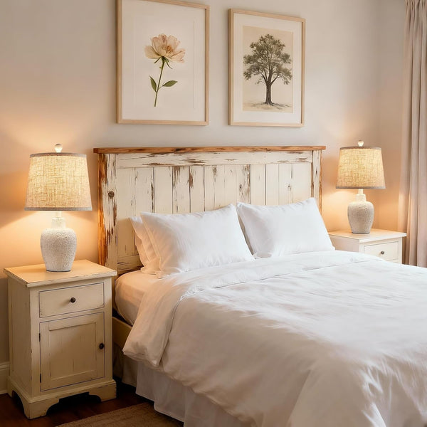 Table Lamps for Bedroom Set of 2 Farmhouse Table Lamps for Living Room 21" Rustic Cottage Jar-Shaped Bedside Lamp for Nightstand with Natural Beige Finish,Bulbs Not Included8