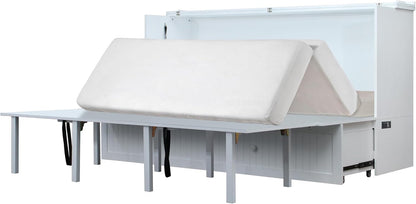 Murphybedz Tuscany Murphy Cabinet Chest Bed with Charging Station 6 Inch (White, King)3