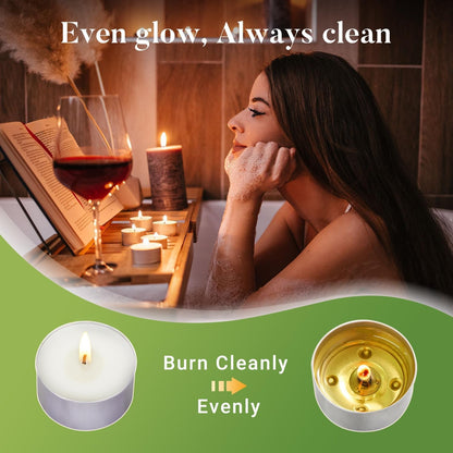 Palm Wax Tea Lights Candles 200 Pack, 6 Hours Unscented Clean Burn4
