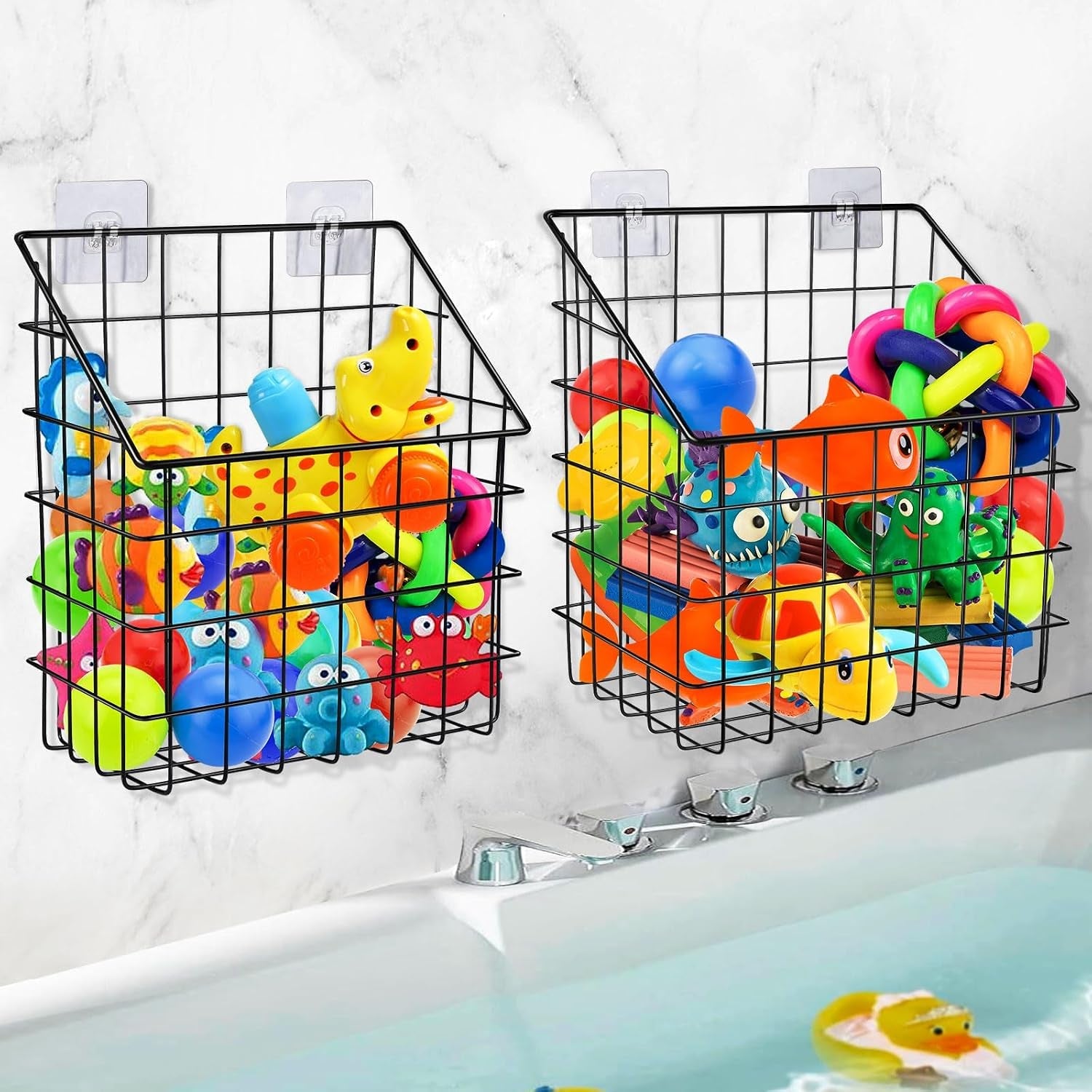 2-pack-bath-toy-storage-organizer-large-rustproof-metal-wire-basket-wall-mounted-hanging-bathtub-holder-bathroom-shower-caddy-for-tub-toys-toiletries