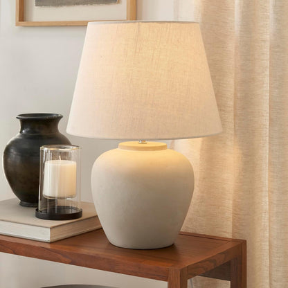 Home 20" Sand (Light Beige) Neutral Ceramic Table Lamp with Fabric Shade, Bedside Nightstand Lamp for Bedroom, Living Room, Entryway3
