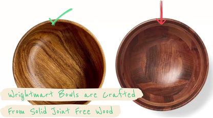 Wood Bowls for Food, Set of 4, 7 in Solid Acacia Salad, Cereal & Pasta Bowl6