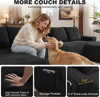 140.6" Black Boneless Cloud Sectional Couches for Living Room5
