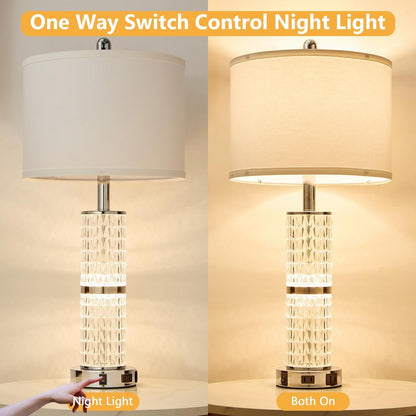 Crystal Table Lamps Bedside for Living Room Bedroom with USB Ports3