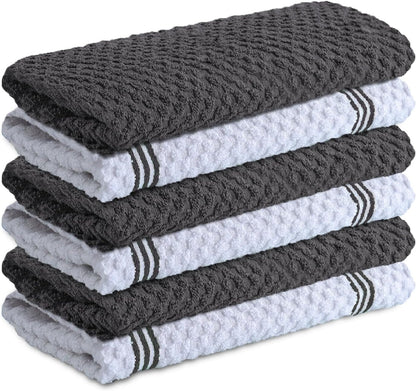 Kitchen Towels - 6 Pack - Cotton Dish Towel |15" X 25"| | 100% Cotton, Highly Absorbent Tea Towels - Lint Free, Soft, Durable & Quick Dry, Ideal for Drying Dishes & Kitchen Cleaning1